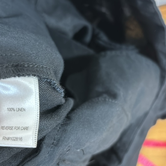 Garnet Hill linen Sz Large Cropped Wide Leg Linen Pants Pockets Elastic Waist - Picture 9 of 9